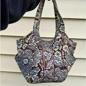 Vera Bradley Slate Blooms Side By Side Tote Handbag Shoulder Bag Purse Rare